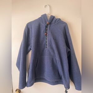 L.L. Bean Women’s Vintage 1/4 Button Blue and Aztec Design Hoodie Size Large